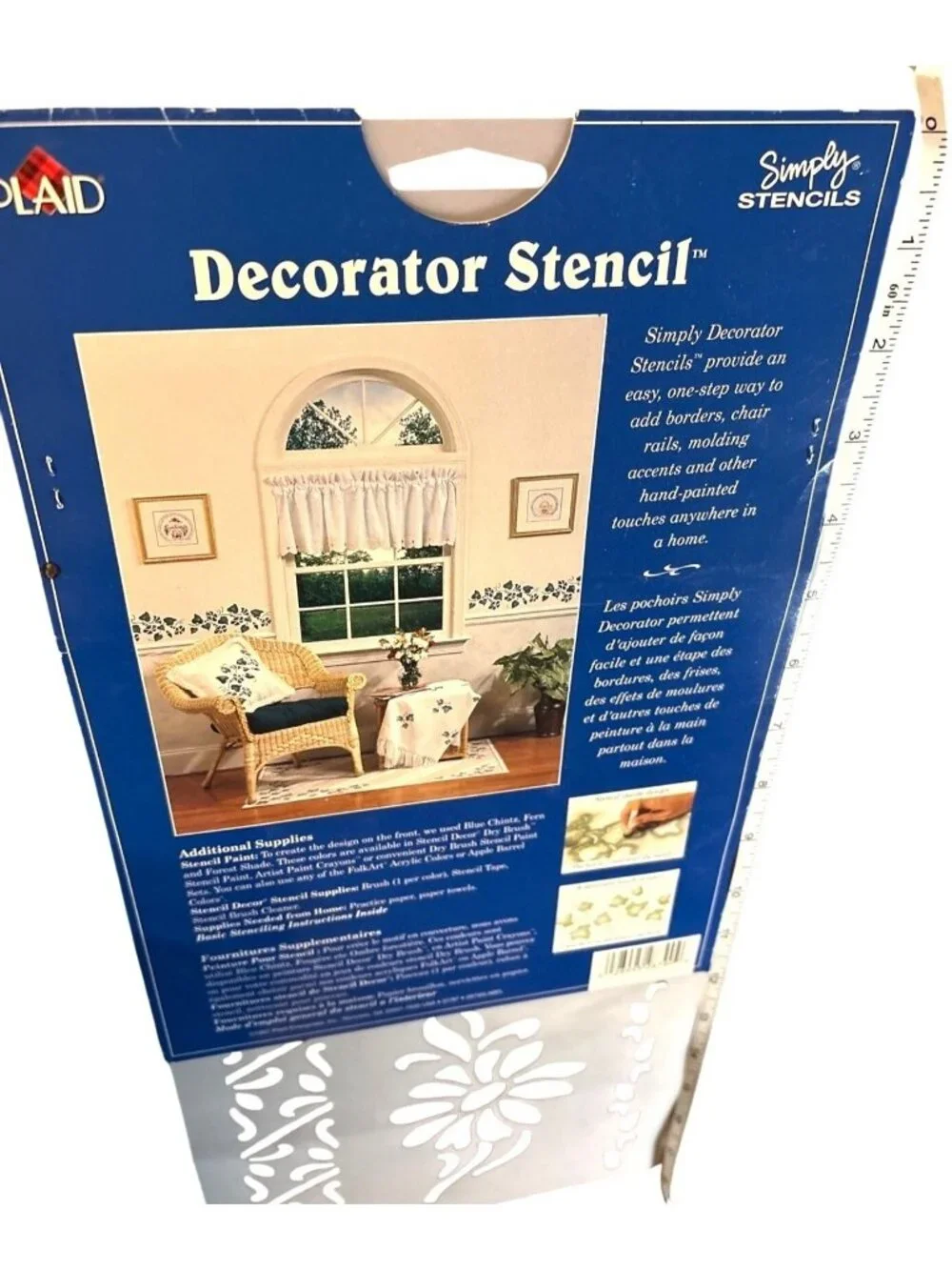 Vintage 1997 Plaid Simply Stencil Decorator Edge Reuseable Stencil #25790Floral